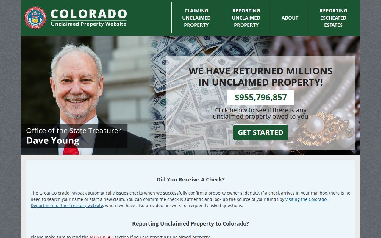 Arapahoe County resident lookup through Colorado unclaimed property search