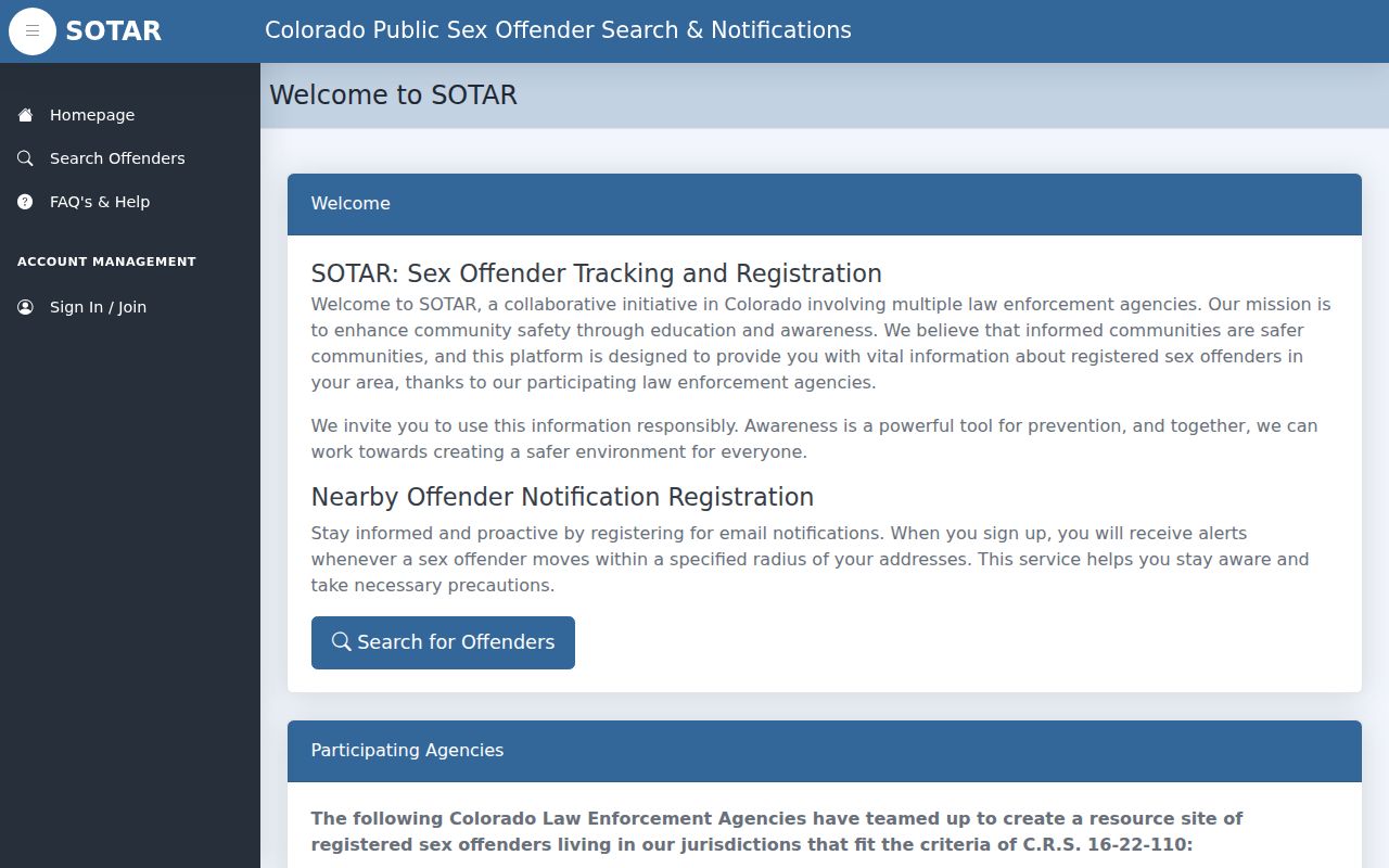 Arapahoe County resident lookup through the SOTAR registry route
